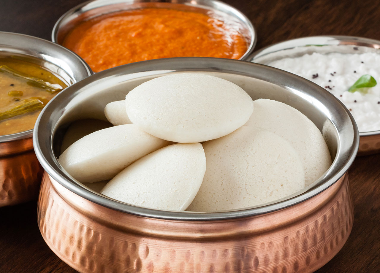 idli copper bowl with side dishes