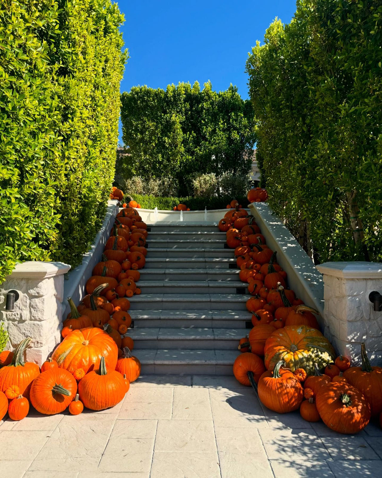 Kourtney Kardashian and Travis Barker pumpkins Halloween decorations