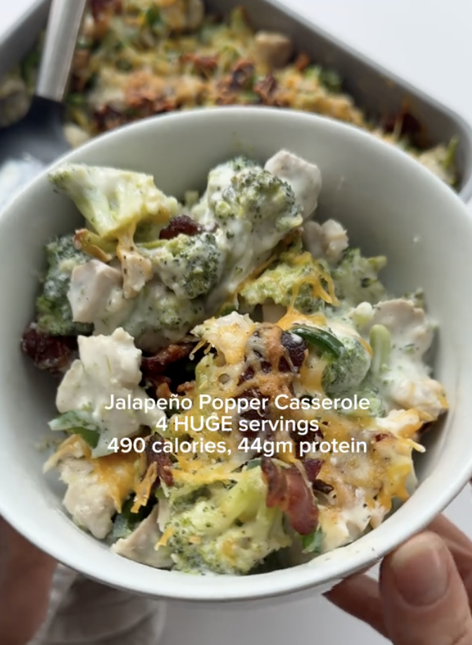 bowl of jalapeno popper casserole