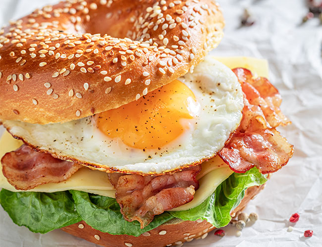 bacon egg and cheese bagel