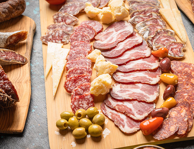 processed meats charcuterie board