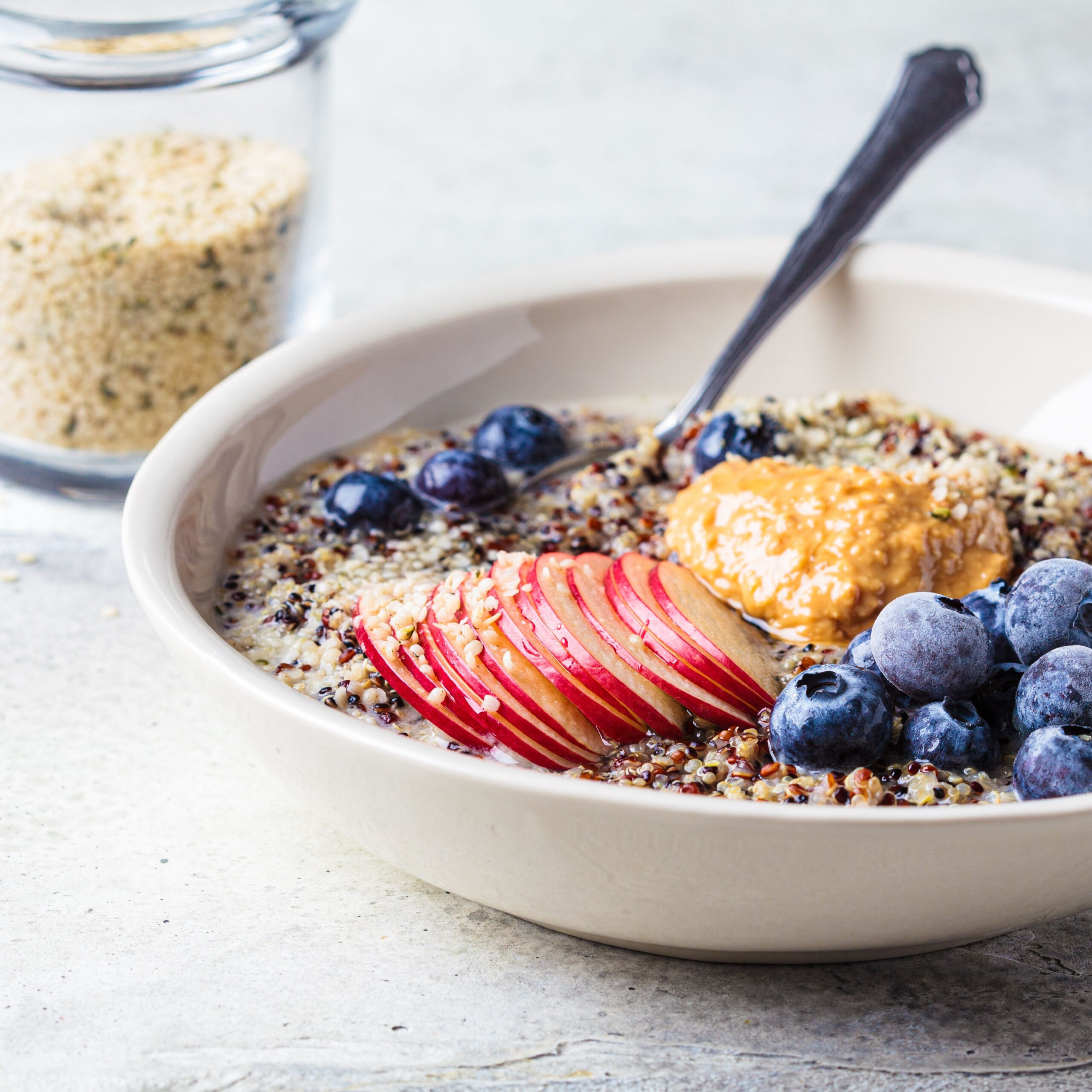 quinoa porridge topped with fruit