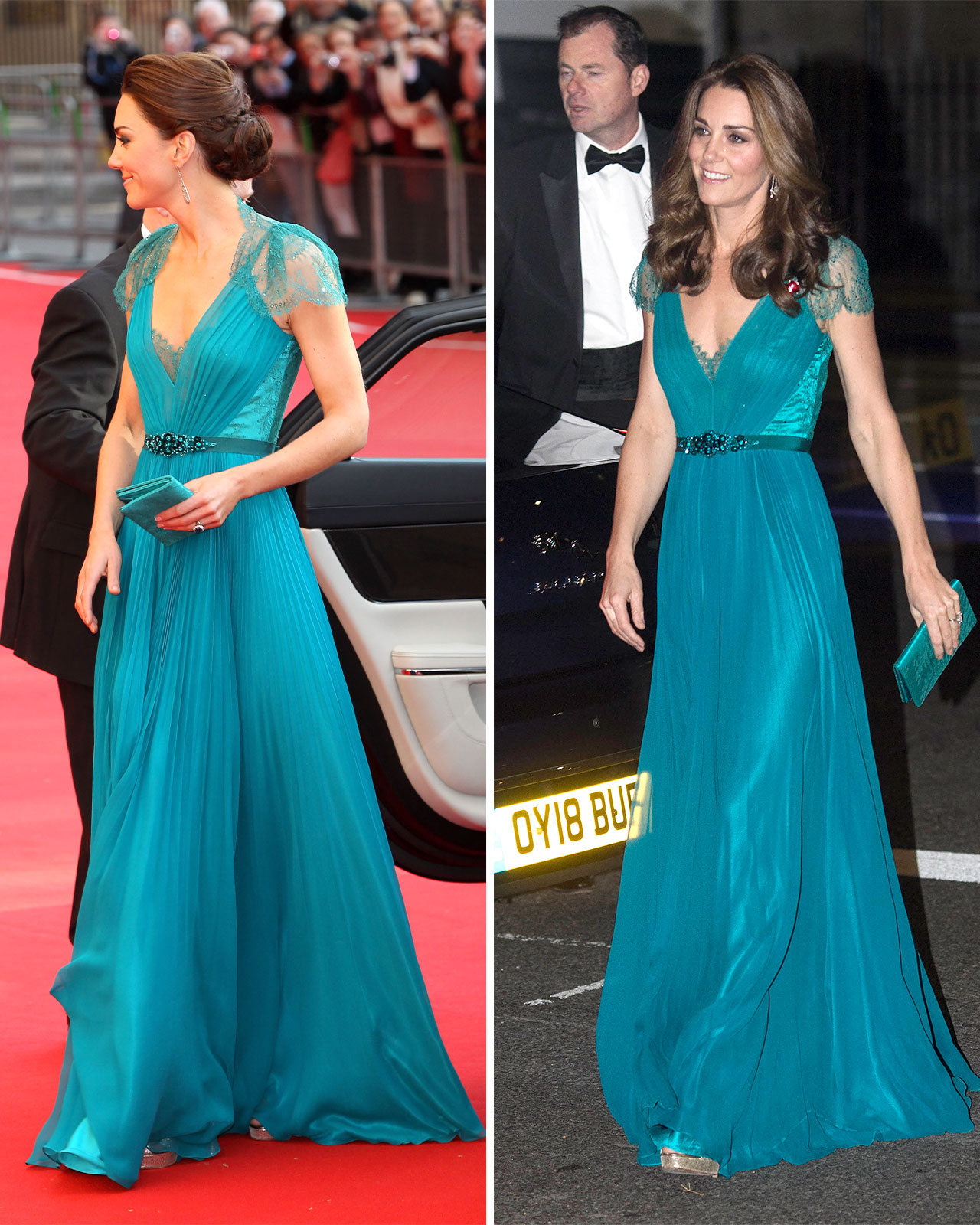 Kate Middleton Jenny Packham gown 2012 and 2018