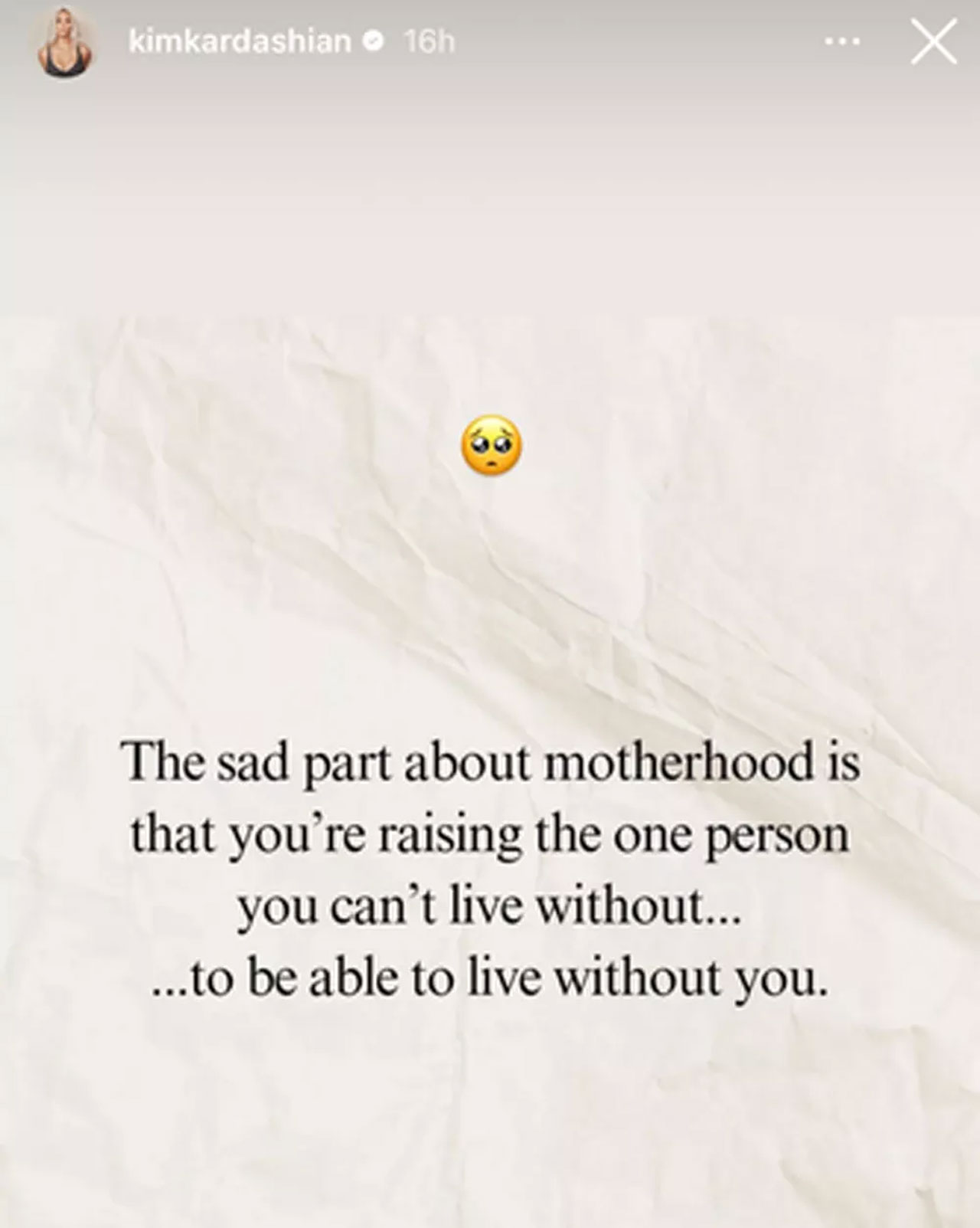 Kim Kardashian Instagram quote sad part motherhood