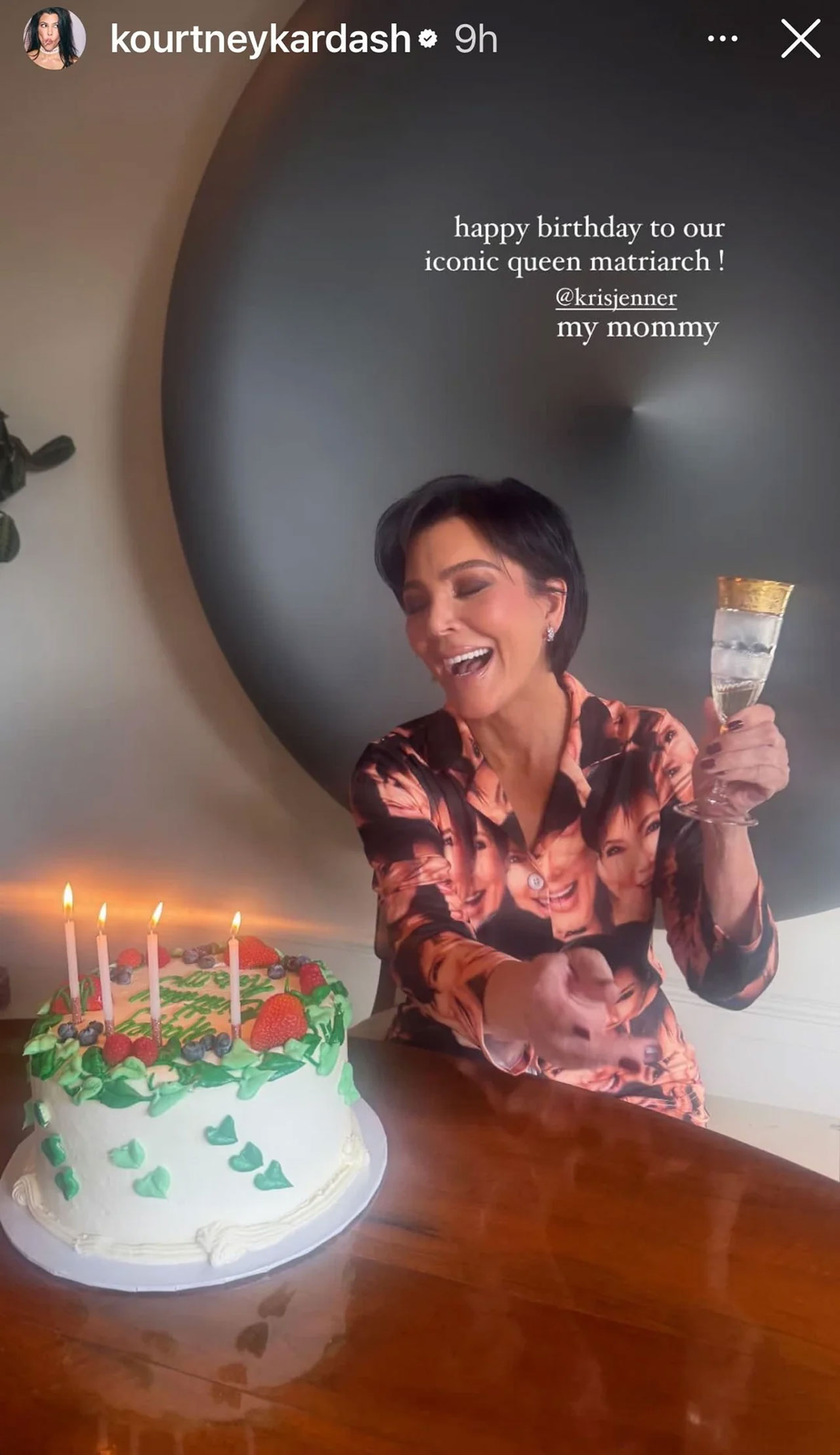 Kris Jenner in customized pajamas on her birthday