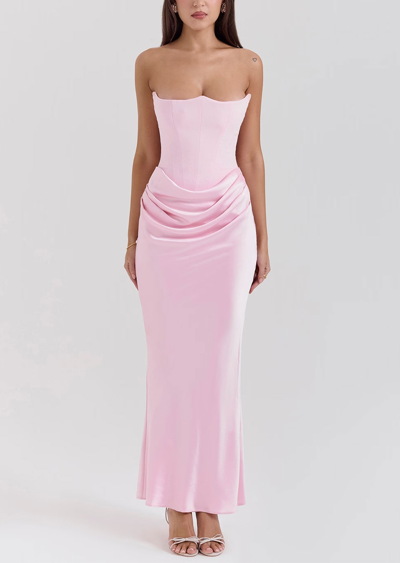 House of CB pink strapless maxi dress