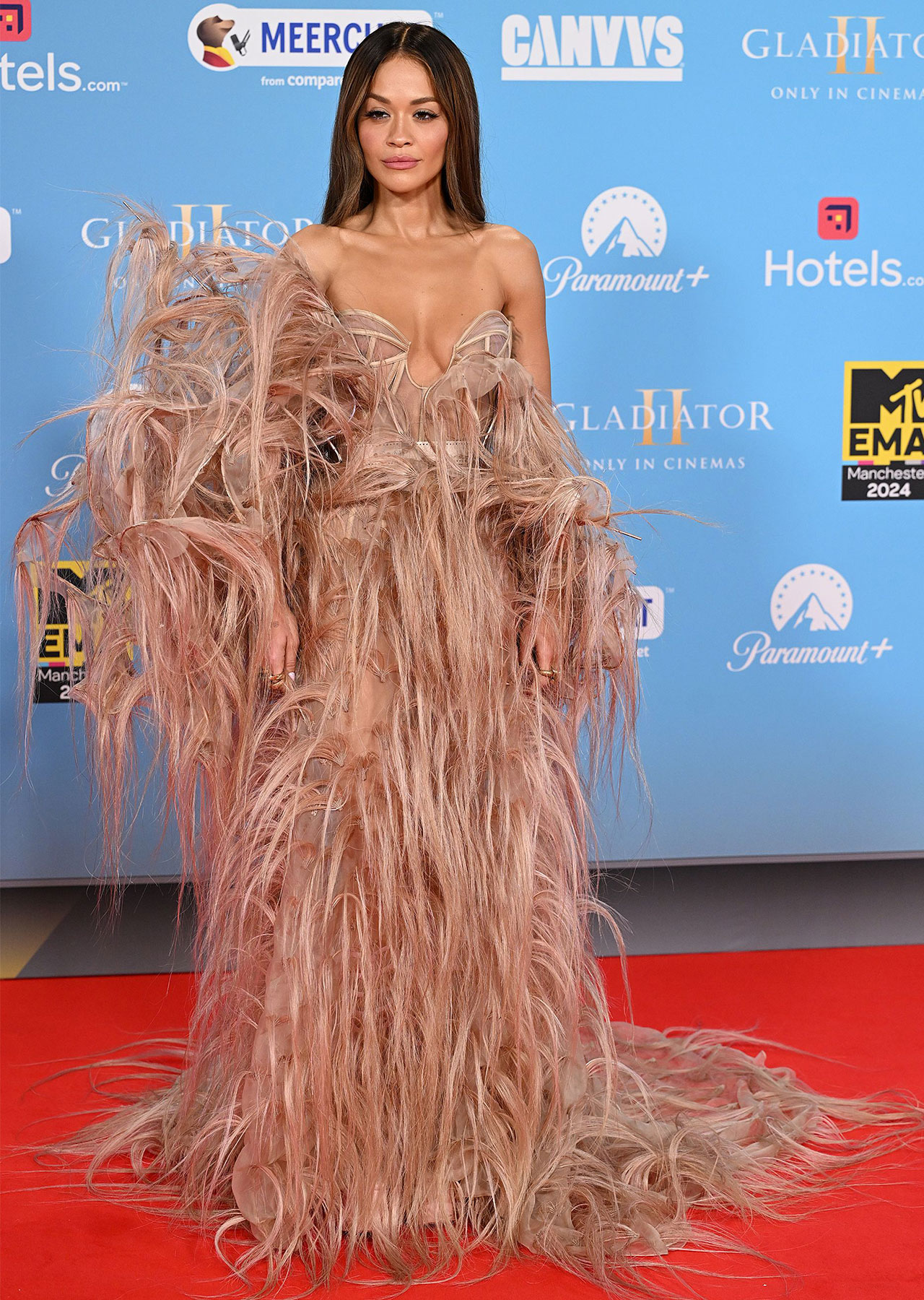 Rita Ora MTV EMA 2024 red carpet Ashi Studio hair gown