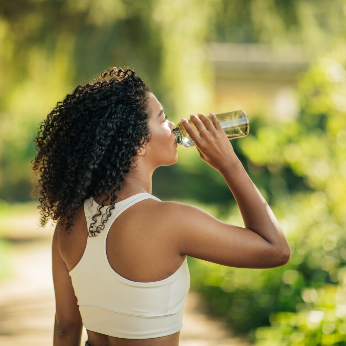 woman drinking water