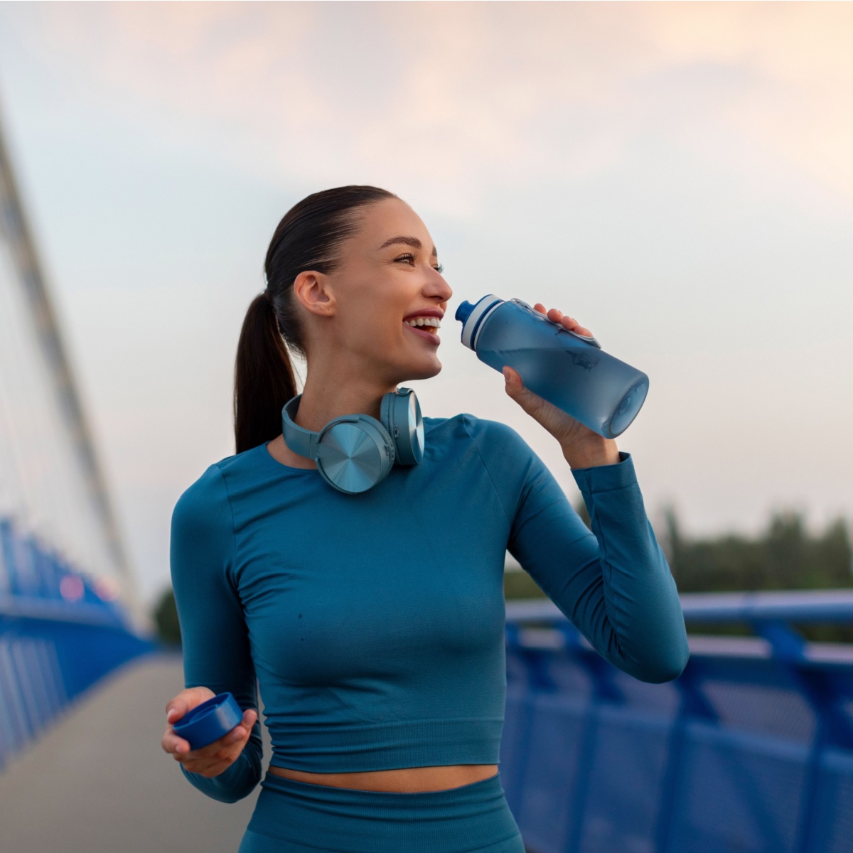 woman drinking water