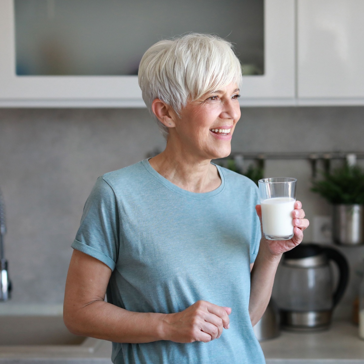 woman drinking milk