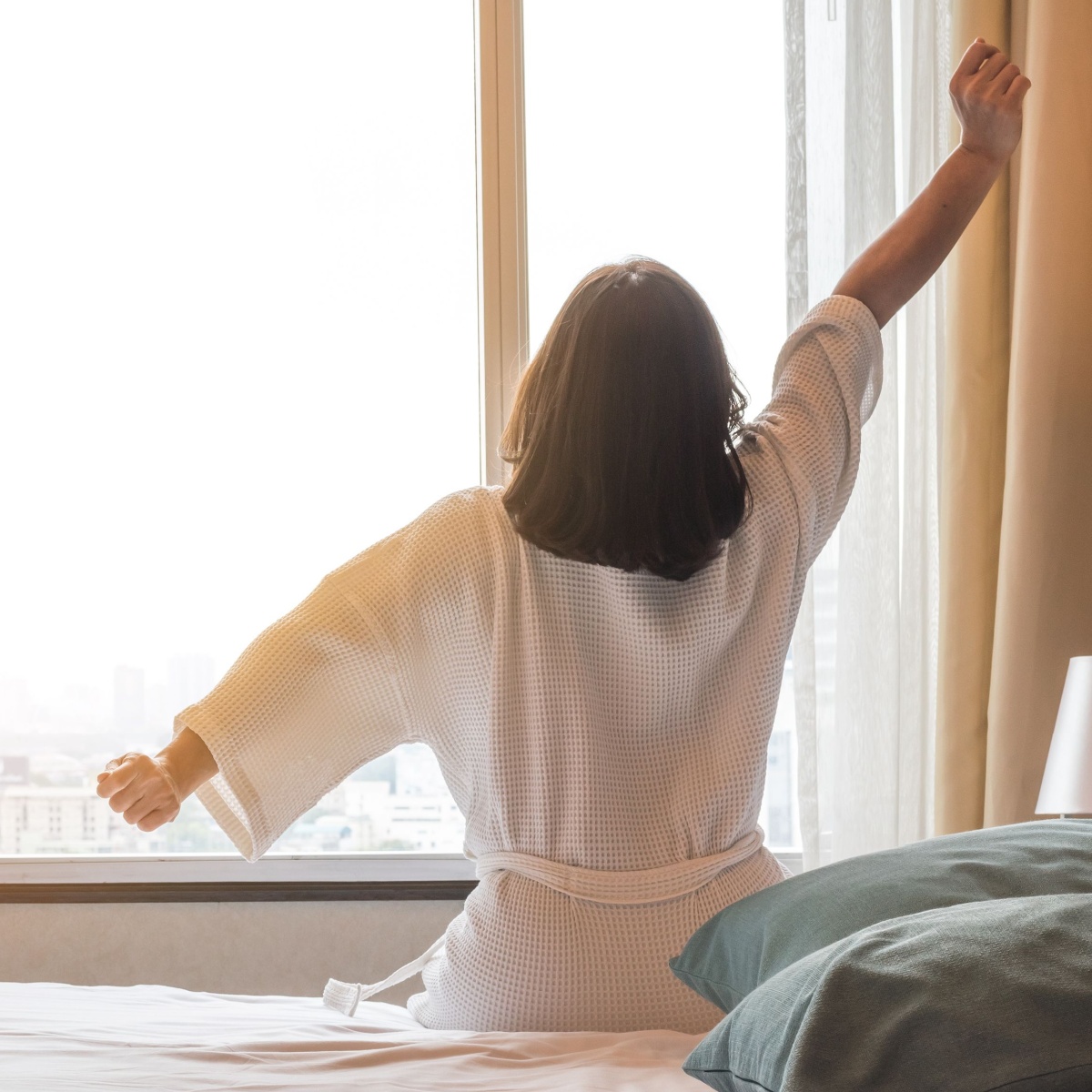 woman waking up from sleep