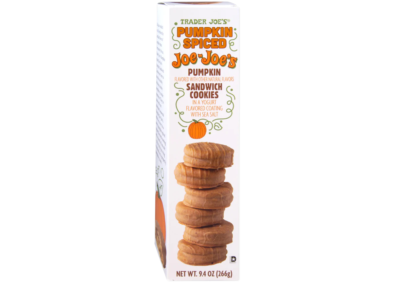 trader joes pumpkin spiced joe joes sandwich cookies