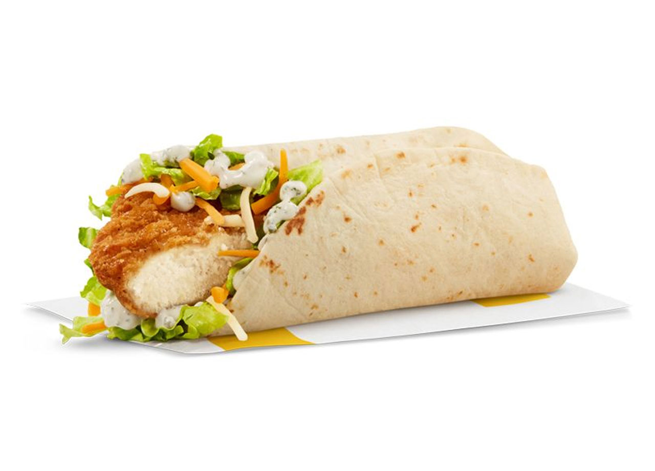 mcdonalds snack wrap white background