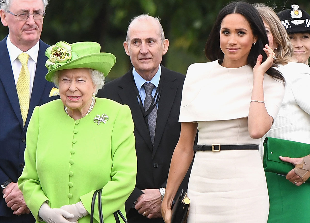 Meghan Markle and Queen Elizabeth visit Mersey Gateway Bridge in Chester 2018