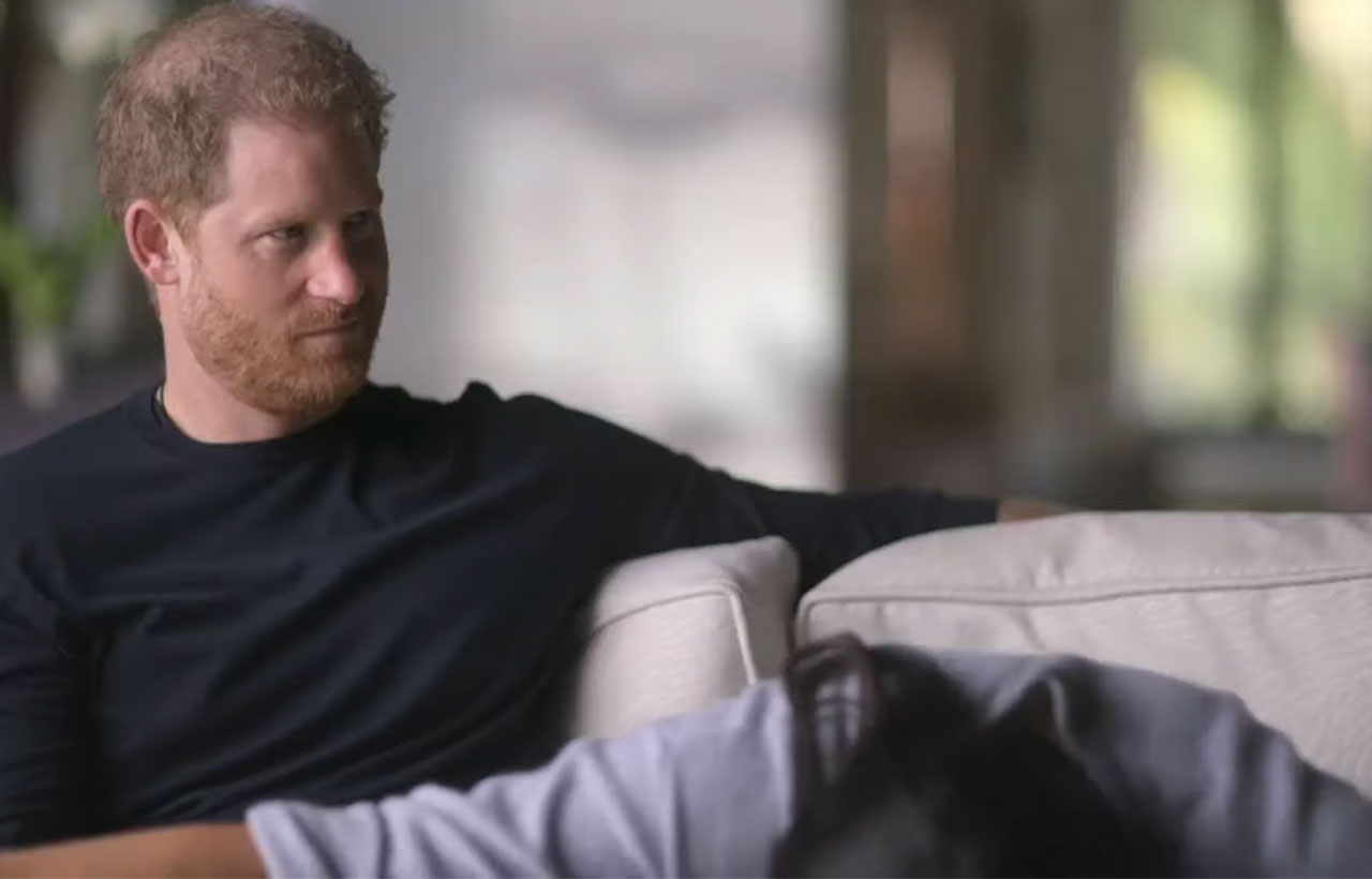 Prince Harry reacting to Meghan Markle mocking curtsying on Netflix docuseries