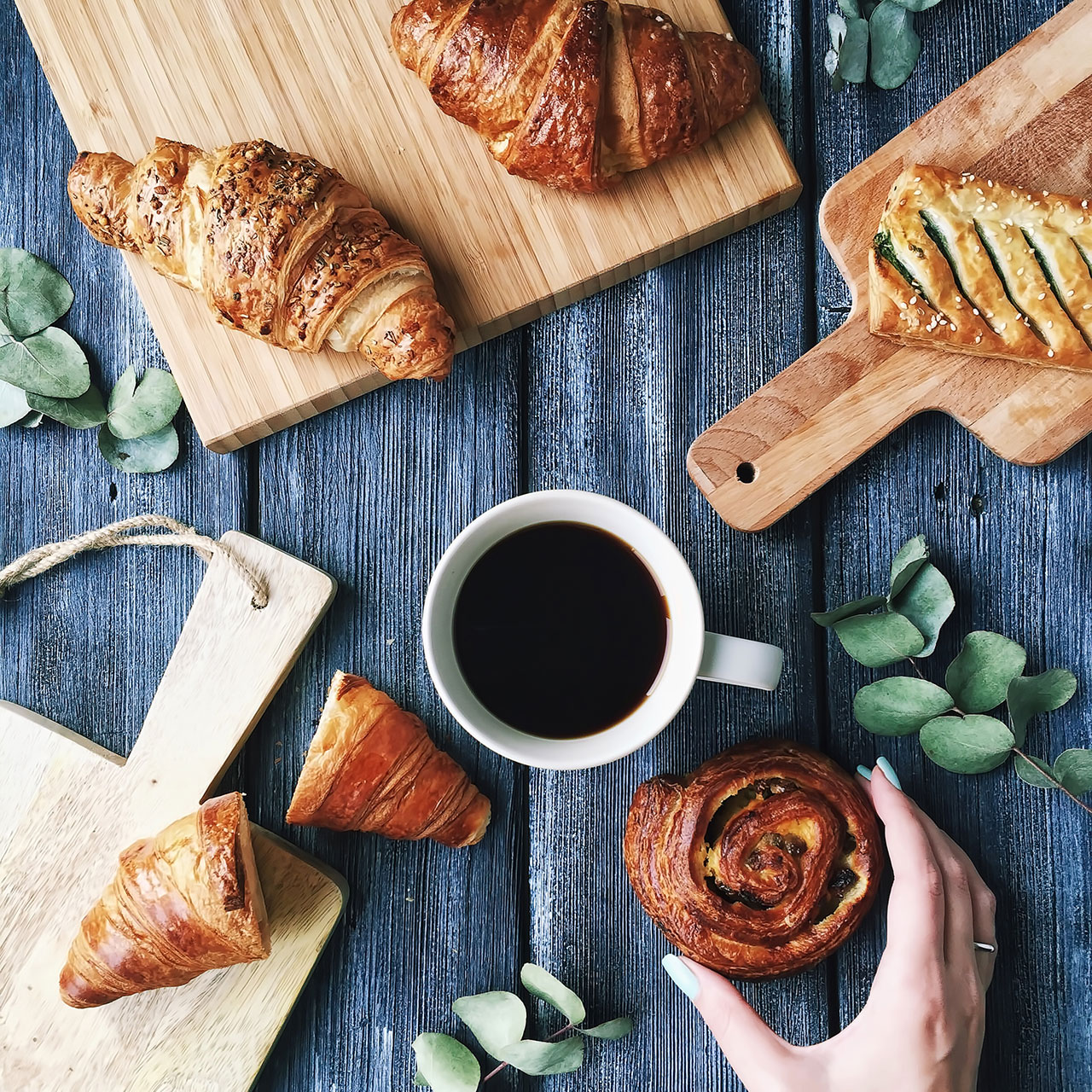 pastries on wood cutting board