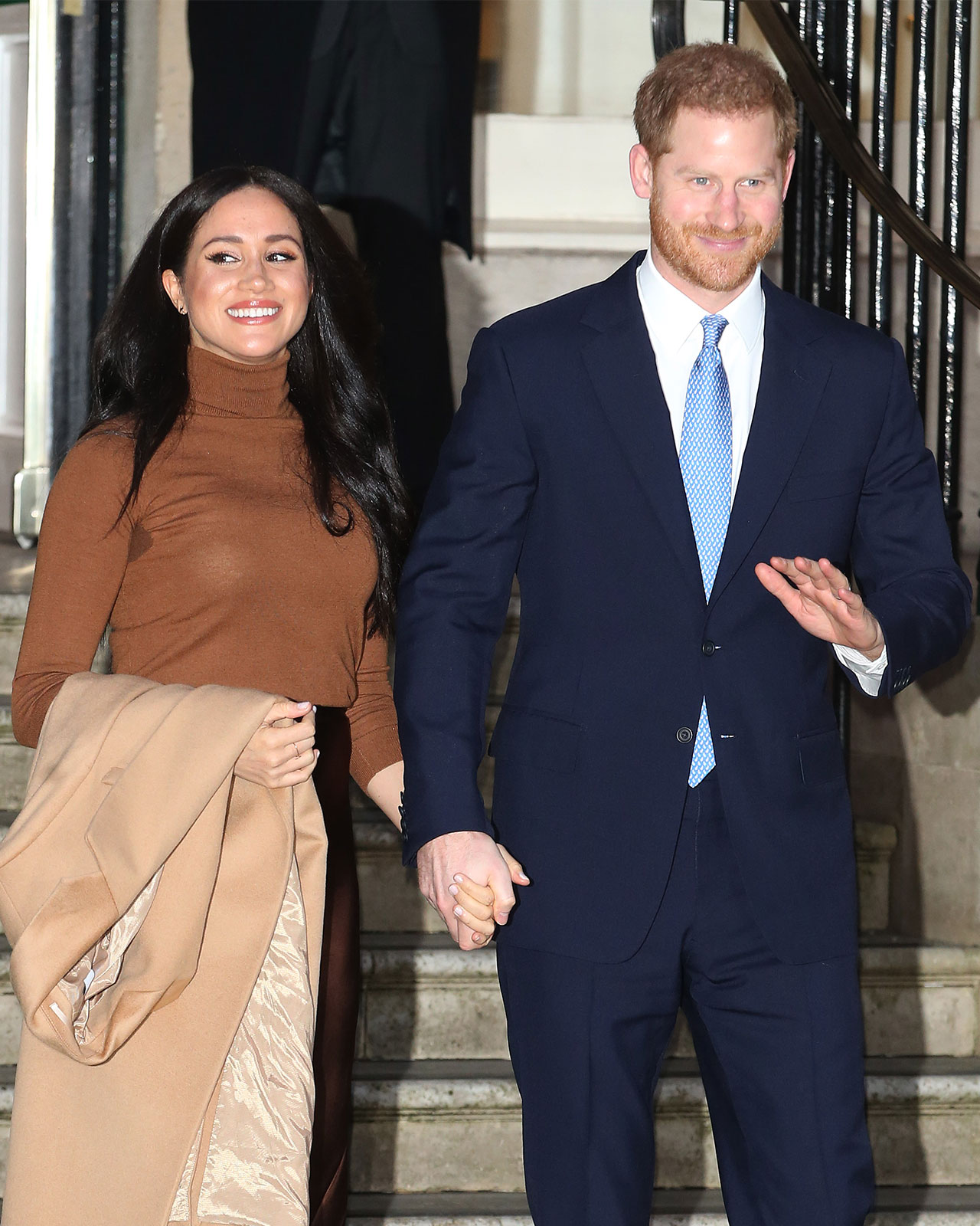 Prince Harry and Meghan Markle leaving Canada House January 2020