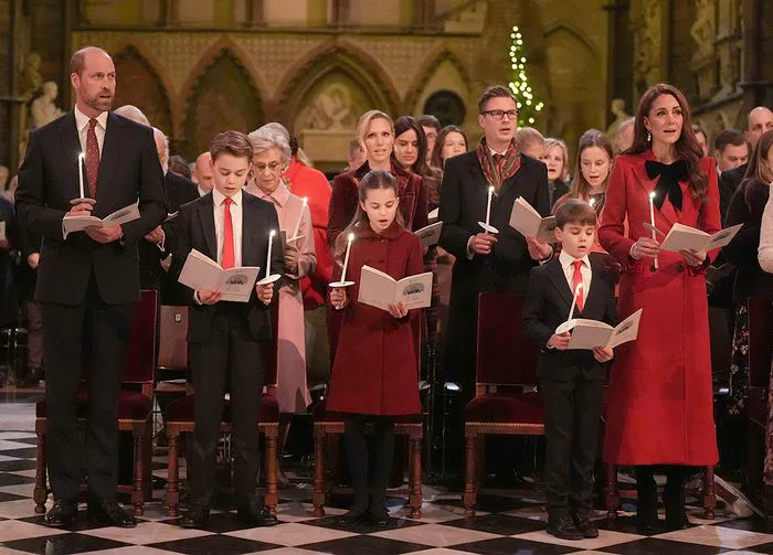 Prince William Prince George Princess Charlotte Prince Louis Kate Middleton Together at Christmas carol service