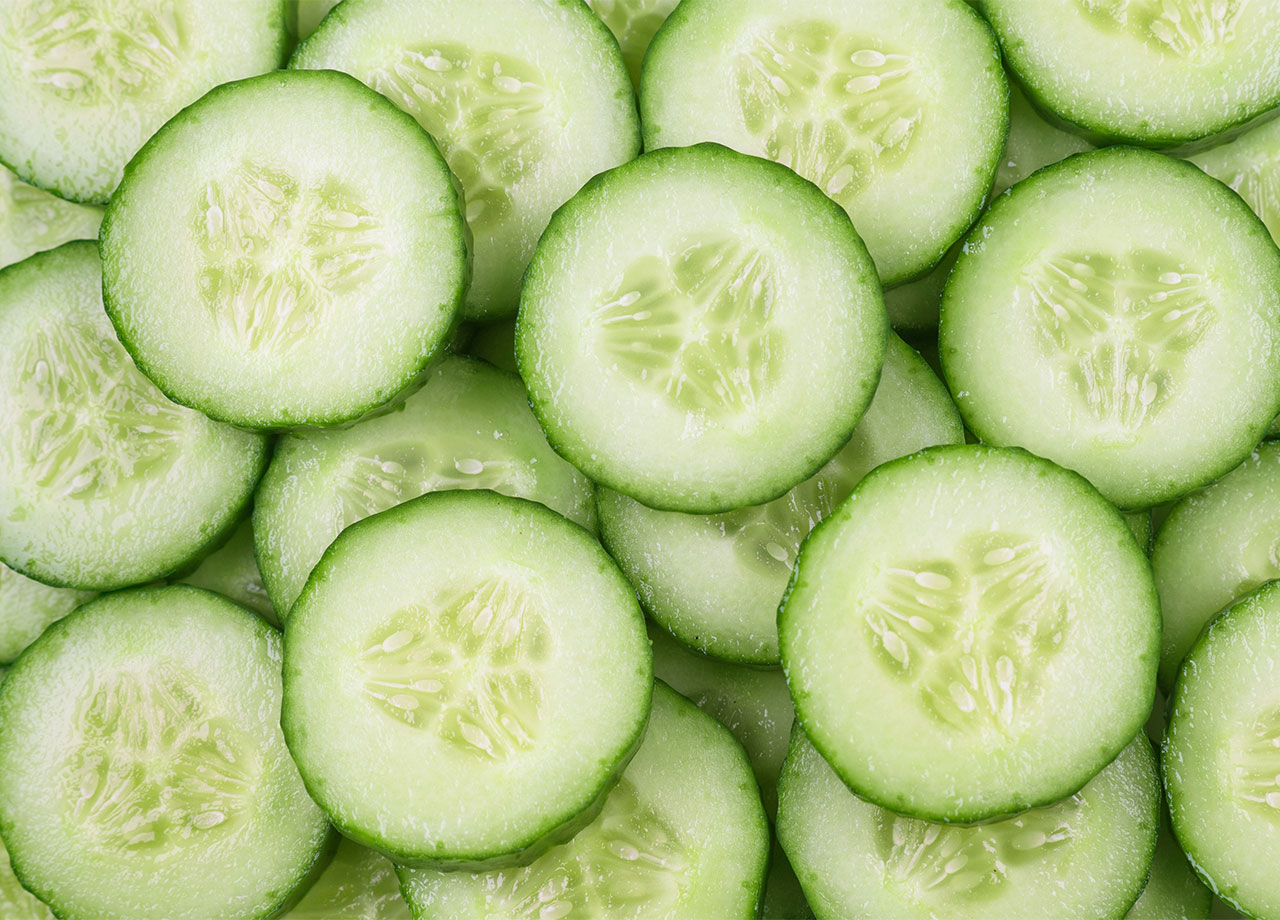 sliced cucumbers close up