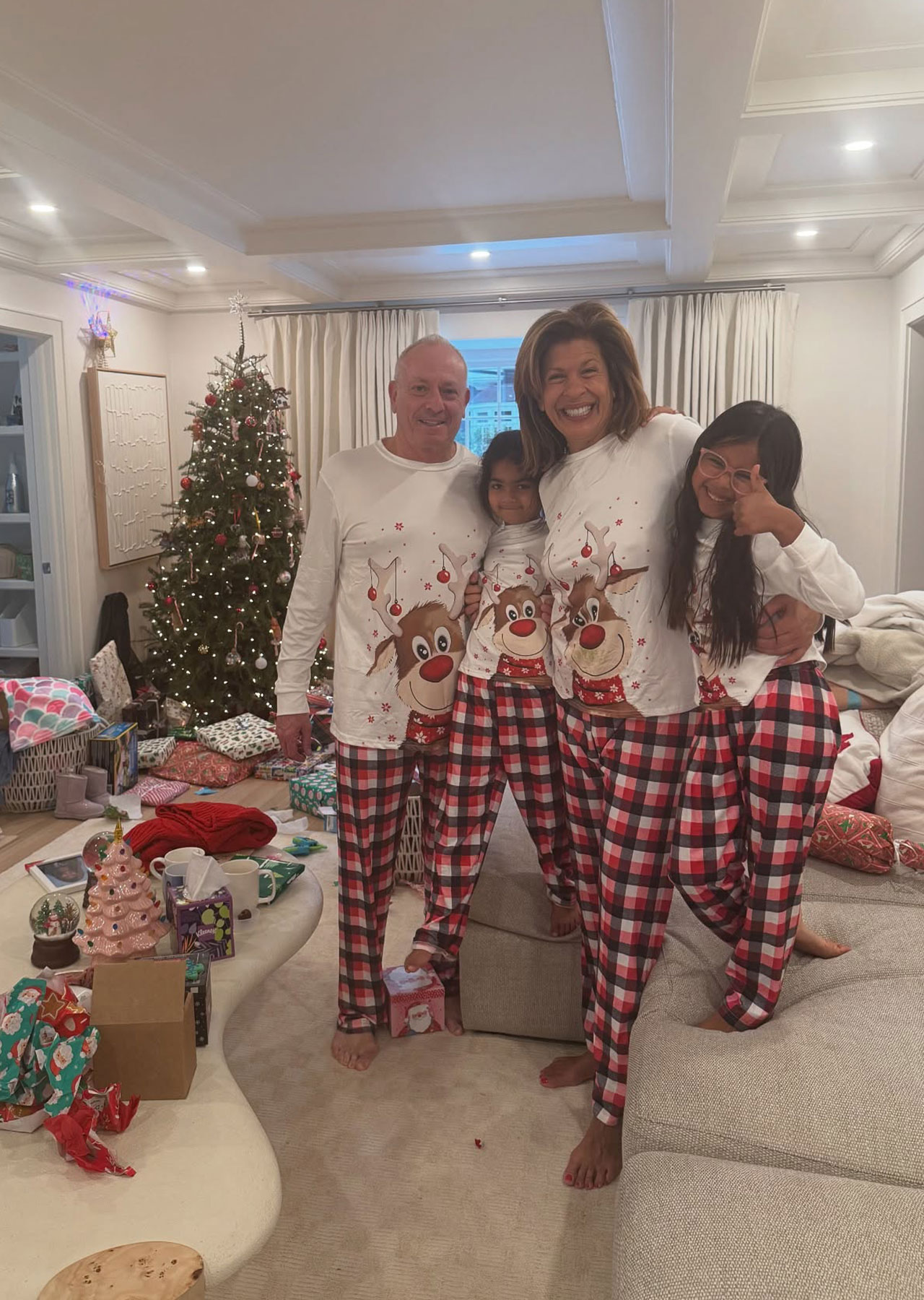 Hoda Kotb and Joel Schiffman with kids at Christmas Instagram