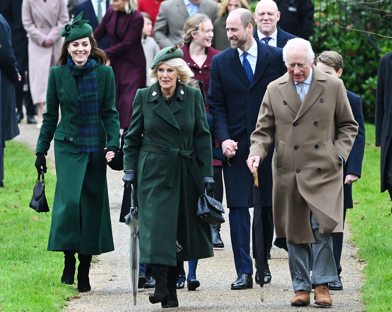 Kate Middleton, Queen Camilla and the royal family at St. Mary Magdalene Church In Sandringham Christmas Day