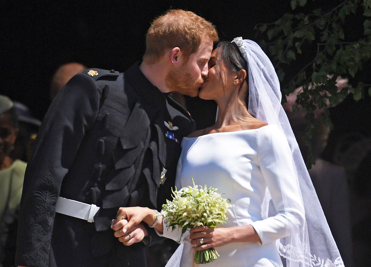 Prince Harry and Meghan Markle royal wedding kissing