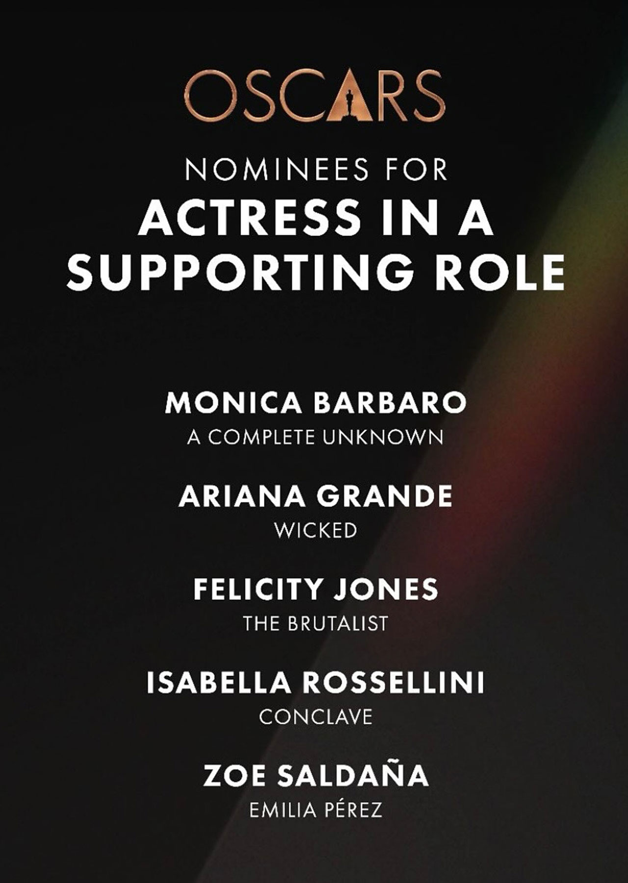 Ariana Grande Oscar nominee poster