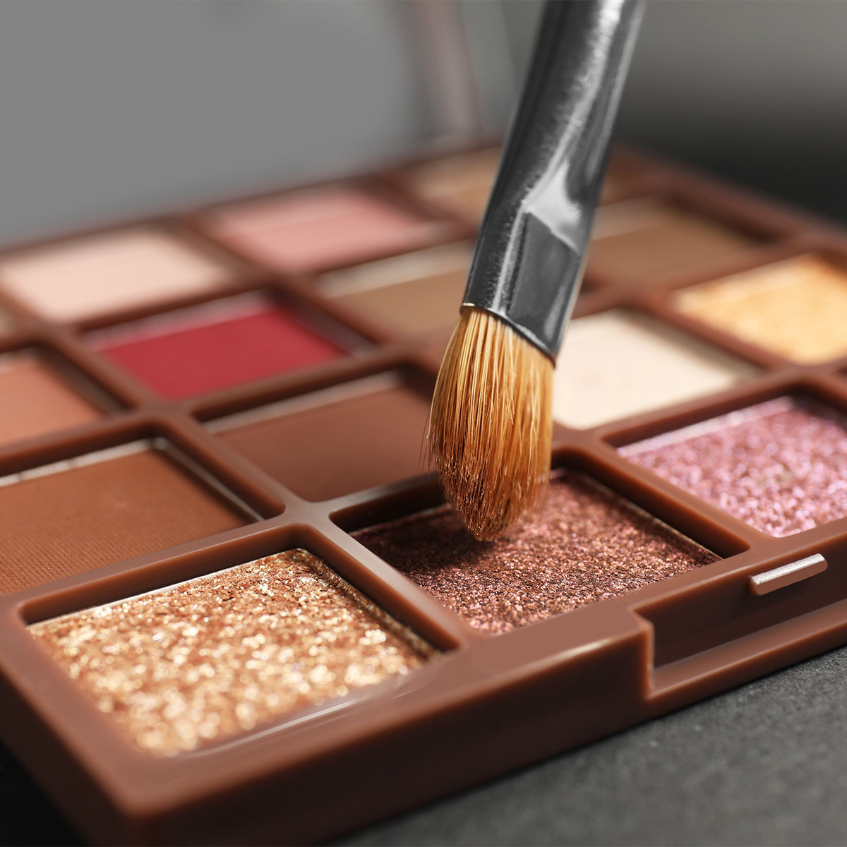 closeup of shimmery eyeshadow pallete