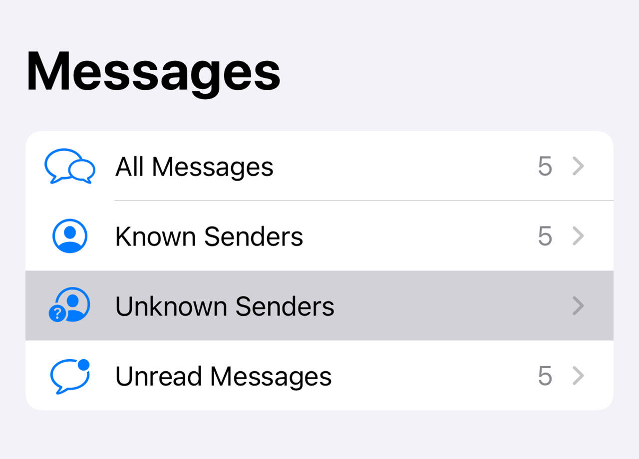 iphone-filter-unknown-sender