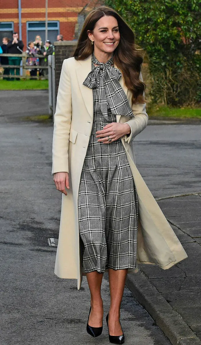 Kate Middleton Zara tie neck dress Wales