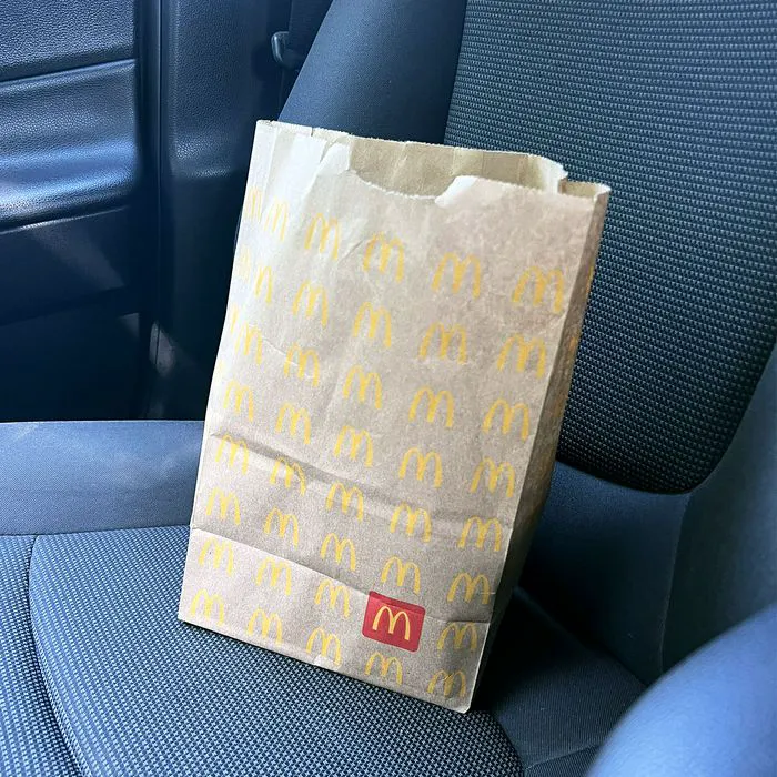 mcdonalds bag in car