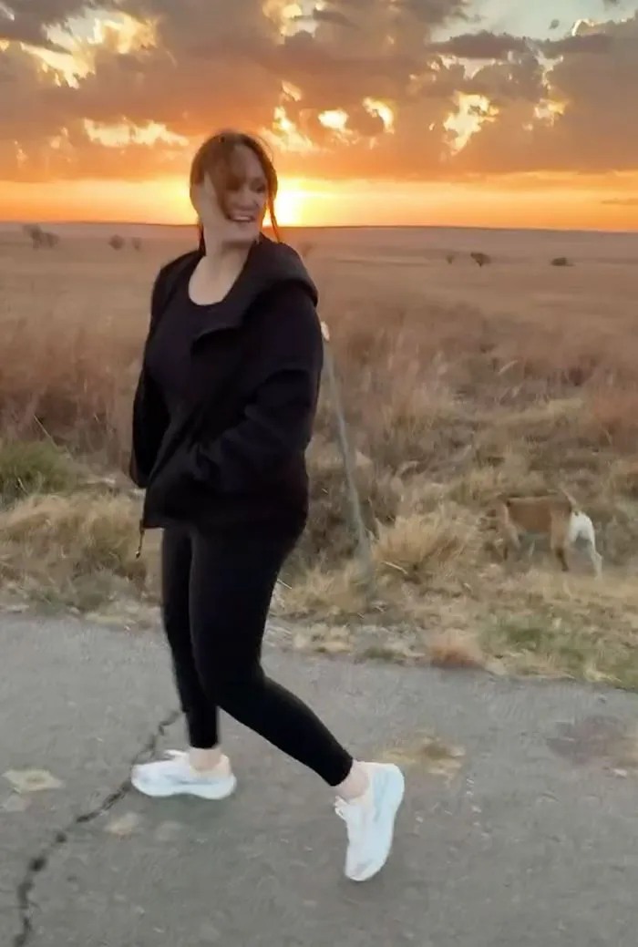 Ree Drummond going for a walk at sunset