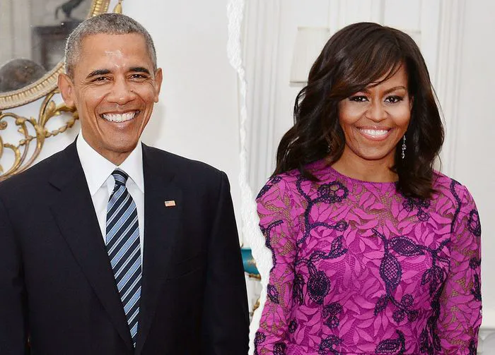 Michelle Obama and Barack Obama split photo