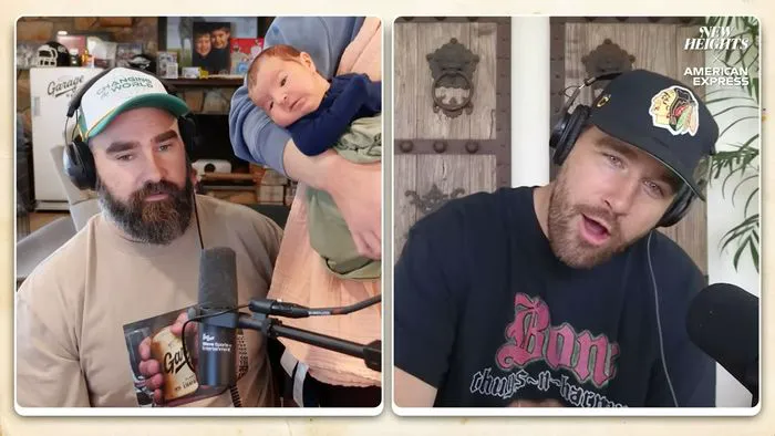 Travis and Jason Kelce on their podcast