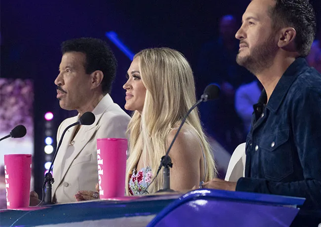 Carrie Underwood Lionel Richie and Luke Bryan on American Idol
