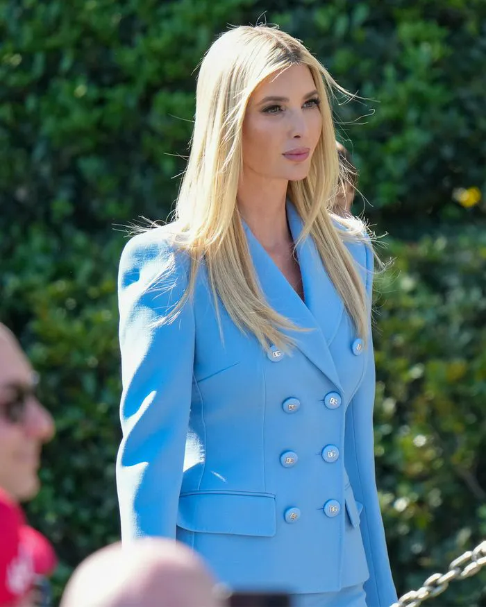 Ivanka Trump blue Dolce and Gabbana blazer and skirt White House Philadelphia Eagles reception