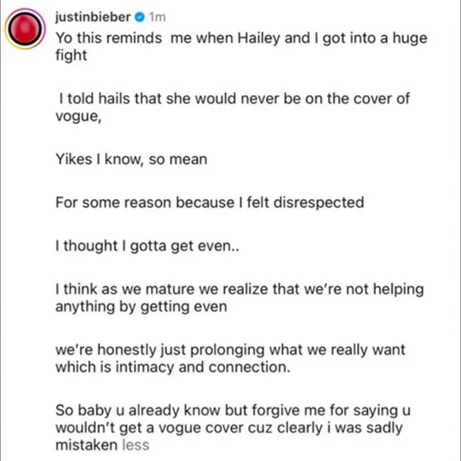 justin bieber hailey bieber vogue response
