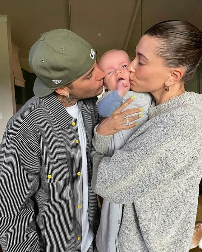 Justin Bieber and Hailey Bieber with son Jack