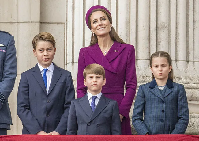 Kate Middleton with Prince George Princess Charlotte and Prince Louis on Buckingham Palace balcony