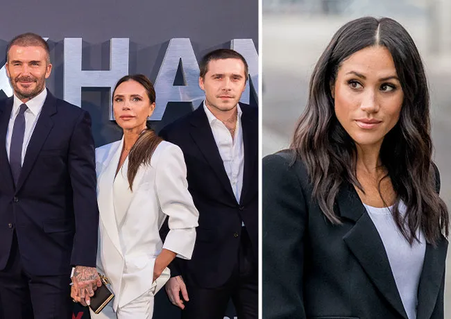 Meghan Markle with David and Victoria Beckham and son Brooklyn Beckham
