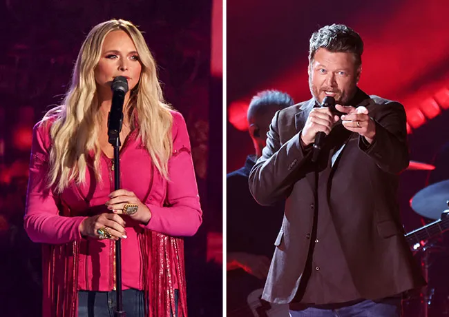 Miranda Lambert and Blake Shelton at the 2025 ACM Awards