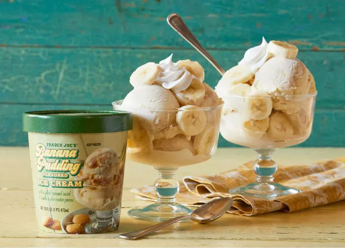 Trader Joe's Banana Pudding Ice Cream in a bowl