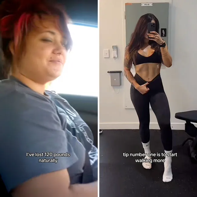 "Before and after weight loss transformation"