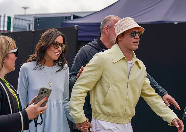 Brad Pitt and Ines de Ramon British Grand Prix Formula One 2024
