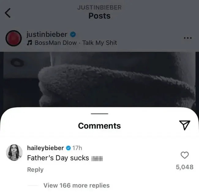 hailey bieber comment