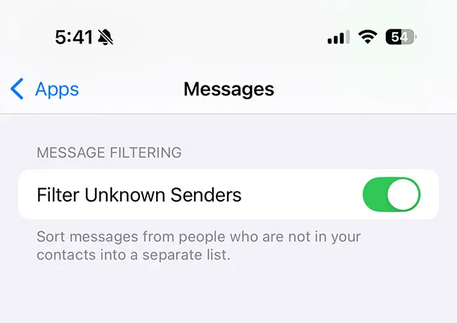 iphone-filter-unknown-senders