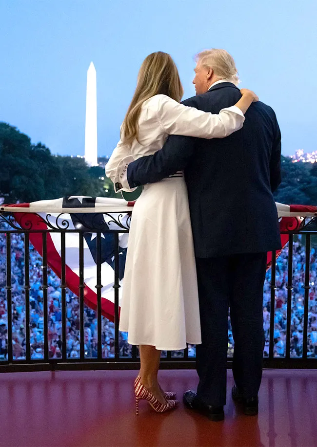 Melania Trump and Donald Trump wait for fireworks White House July 4 2025