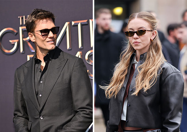 Sydney Sweeney and Tom Brady wearing sunglasses