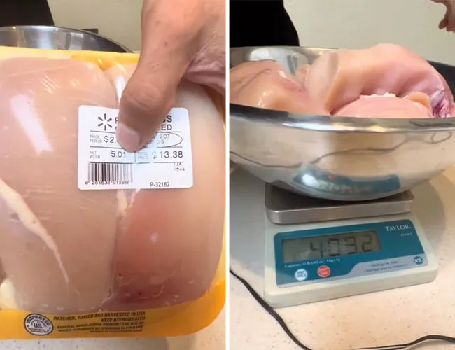 "Walmart chicken weight price scam video."