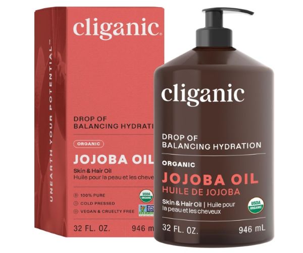 "Cliganic Organic Jojoba Oil bottle"